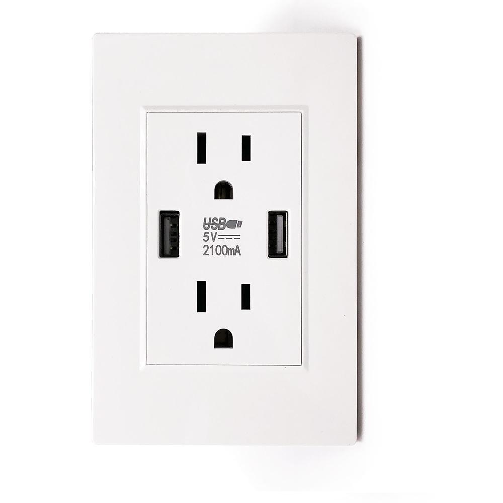 USB Настенный Порт 15А Силовая Розетка Зарядное Устройство AC Розетка Панель Пластина Стандарт США