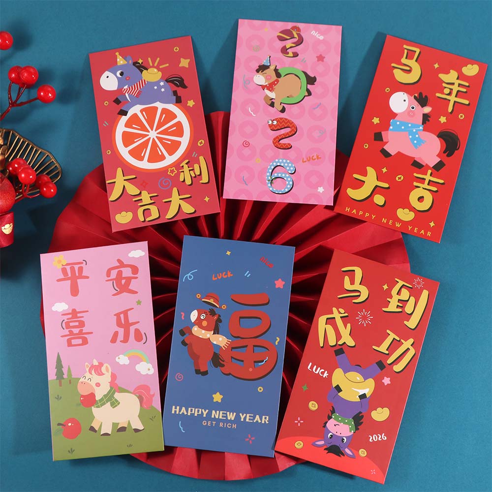 Chinese Style 2026 New Year Money Envelope Traditional Lucky Red Pockets Birthday Celebration