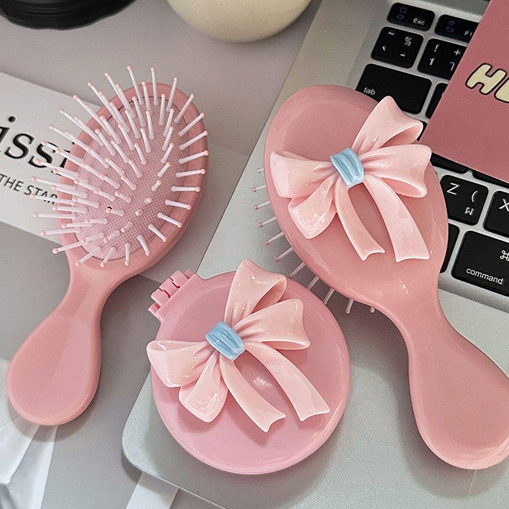 Pink Handle Comb Compact Pocket Hair Brush Mini Massage Comb Women