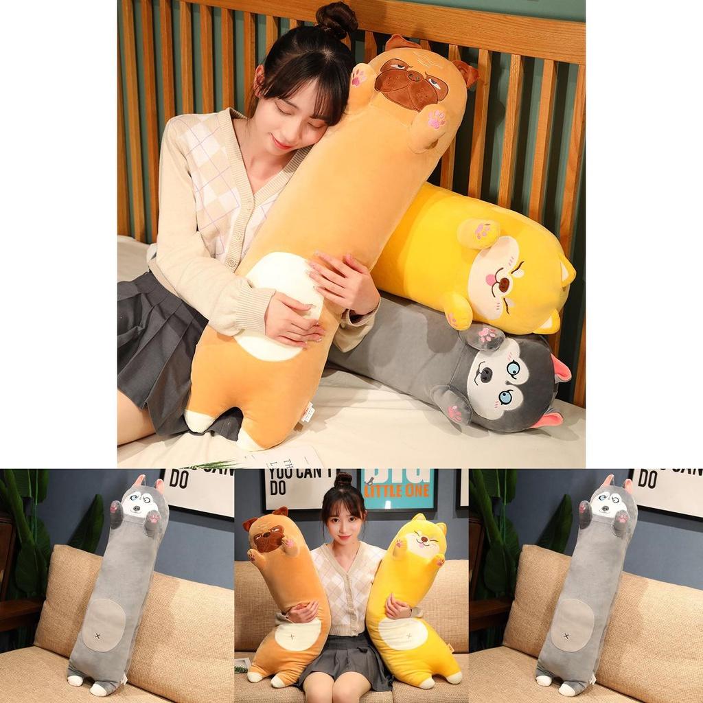 Cute Cartoon Shiba Inu Husky Long Hugging Pillow Soft Plush Dog Bed Pillows For Girls Gift 70cm 90cm 1.1m