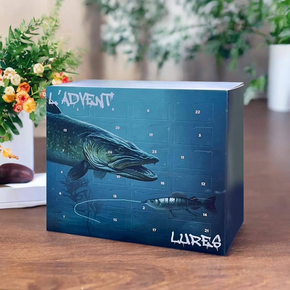 Рыбалка Рождественские принадлежности Адвент-календарь Обратный отсчет Рыболовная приманка 24 дня Набор рыболовных приманок Креативные рождественские подарки Снасти Слепая коробка