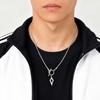 Trendy Classic Four-pointed Star Pendant OT buckle Necklace for Men, Stainless Steel Round Snake Chain Necklace, Punk Jewelry