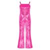 Girls Character Cosplay Costume Spaghetti Straps Bell Bottom Shiny Sequins Zipper Jumpsuit Movie Role Play Dress