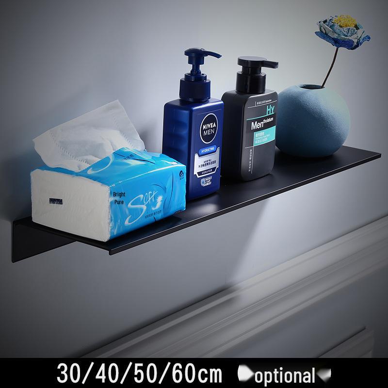Черная алюминиевая полка для ванной комнаты и держатель для зеркала без сверления