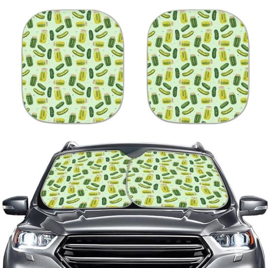 2Pcs Plants Pattern Sun Shades Reflective Windshield Covers Foldable UV Protection Vehicles Sun Visor for Cars SUVs