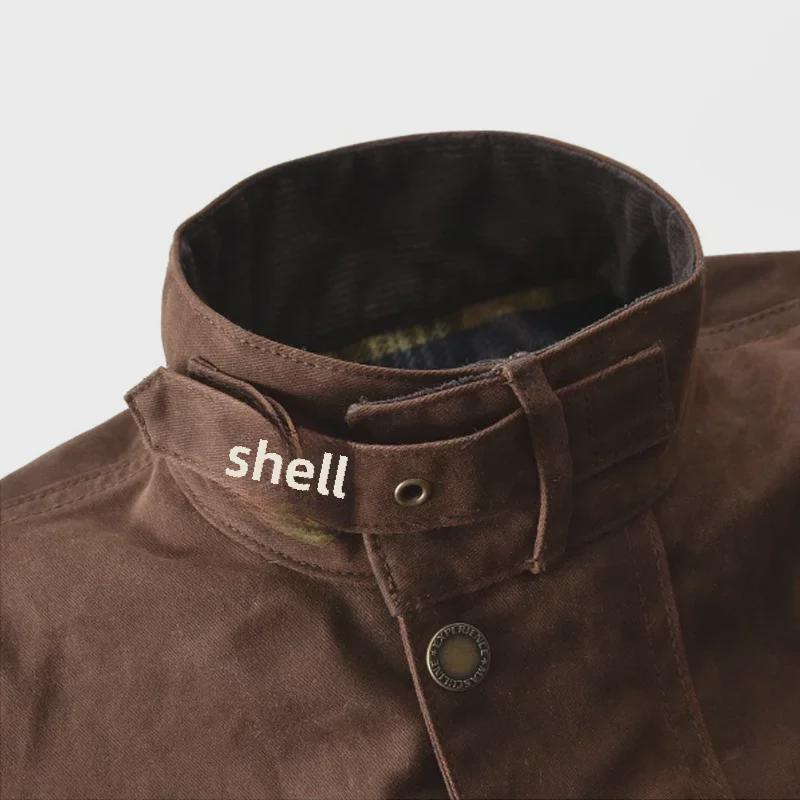 Мужская куртка-ветровка Shenwu American Retro из вощеной ткани для мотоциклистов - зимняя, цвета хаки