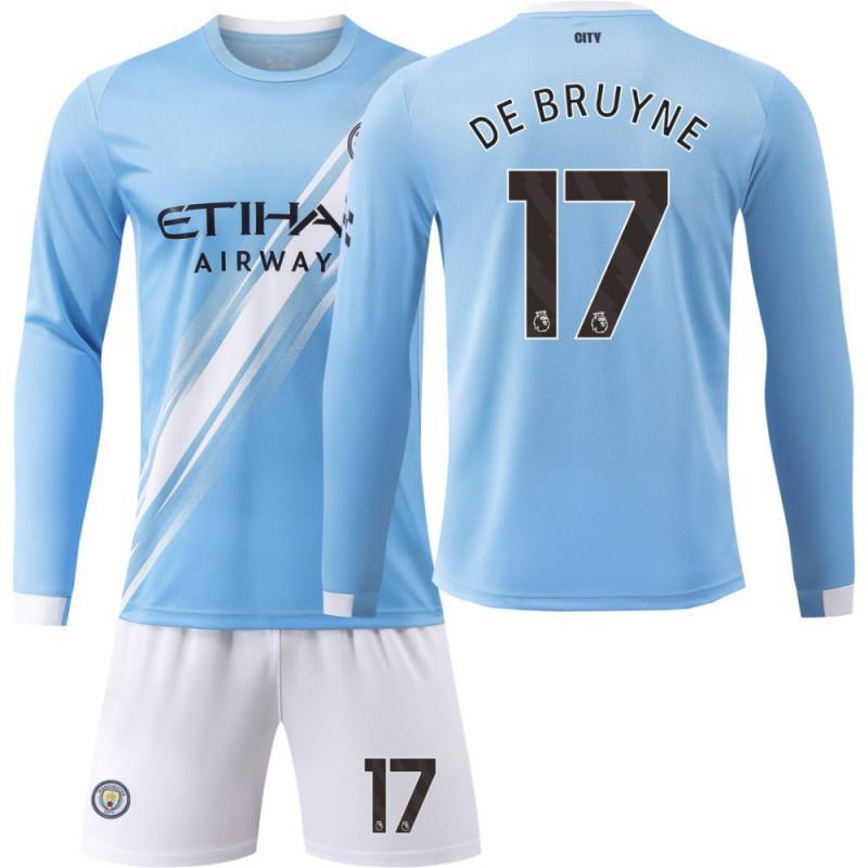 2324 Manchester City's Home Long-sleeved No. 9 Harland 17 De Braunet 10 Gralish Football Uniform Correct Jersey