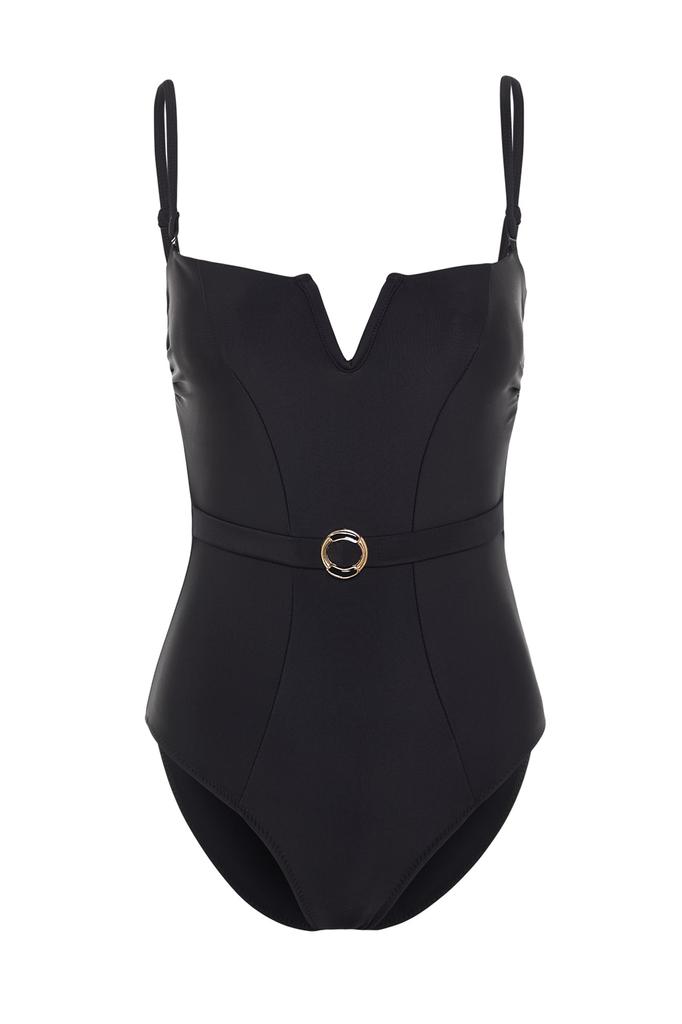 Женский купальник нового сезона, зеленый обычный купальник без бретелек с поясом