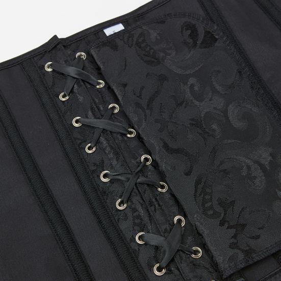 Palace Style Women Underbust Corset Adjustable Back Strap Floral Bustier Jacquard Design Body Shaping Girdle Cosplay Party Streetwear