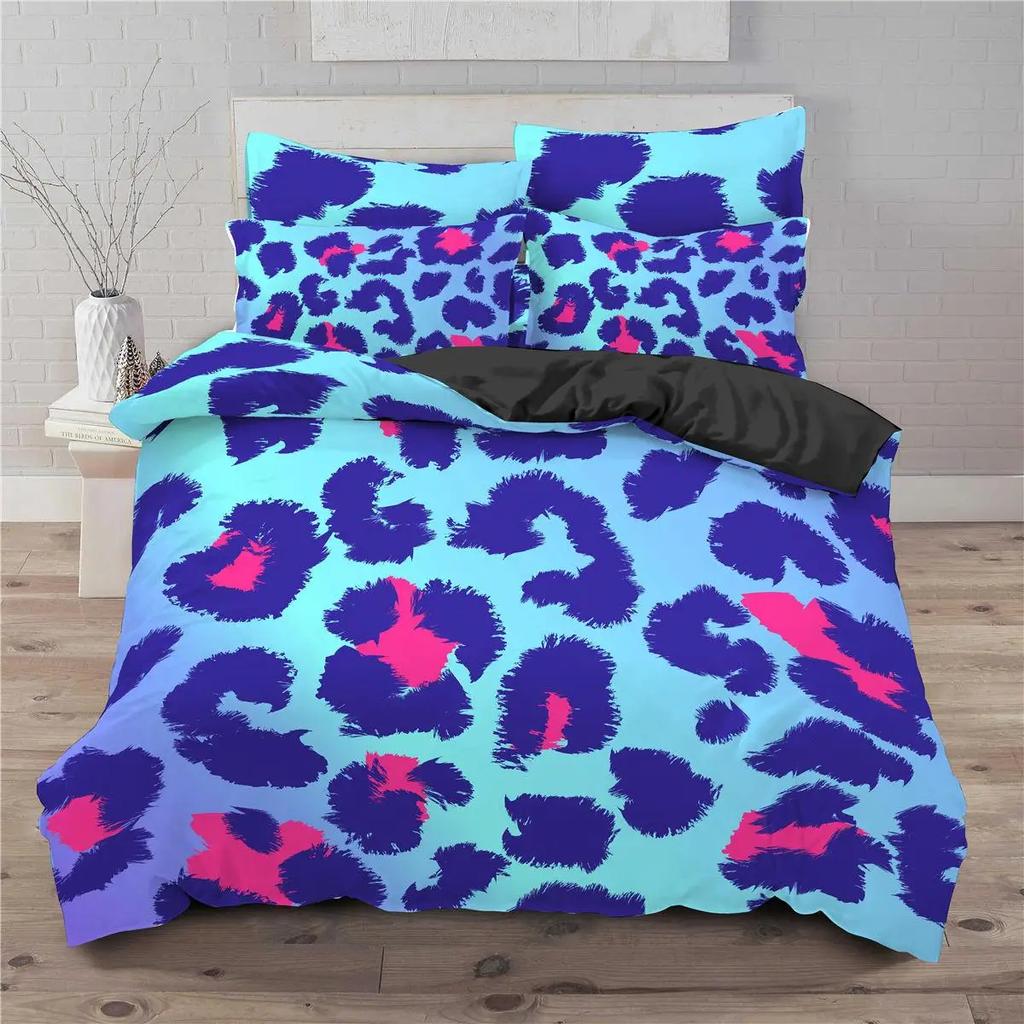 Leopard Print Duvet Cover Set King Size Africa Animal Bedding Set For Girls Boys Children Teen Colorful Leopard Twin Quilt Cover