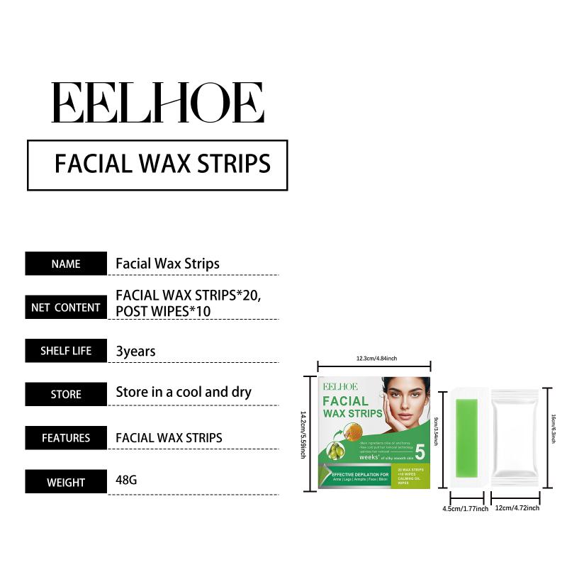 Facial Hair Removal Wax Strips Gentle Painless Hair Removal No Residue for Daily Use Portable Wax Paper for Home Beauty Salon