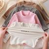 Baby Warm Top Long Sleeved Elastic T-Shirt Solid Color Kids Top