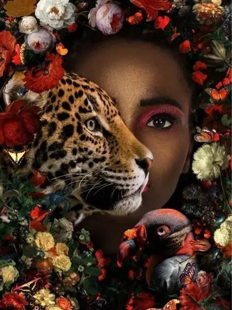 5D DIY Алмазная вышивка Женский набор животных Узор Картина Полный Круглый Квадратный Животный Мозаика Женский домашний декор Подарок