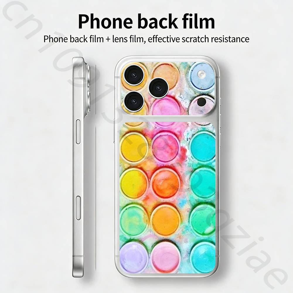 Красочная палитра акварели ТИКЕТ Наклейка Защитная пленка для iPhone 17 Pro/Pro max Защитная пленка для задней панели, рамки, камеры