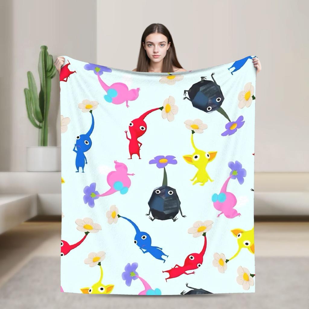 Pikmin Game Blanket Super Soft Fluffy Plush Throw Blanket For Couch Bed Airplane Travel Flannel Bedspread Bed Cover