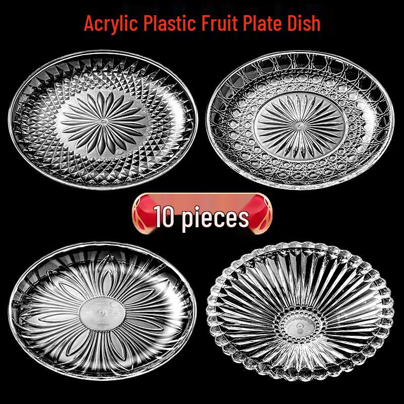 Jingbaodi Gemstone Acrylic Fruit & Snack Plates (Set of 10)