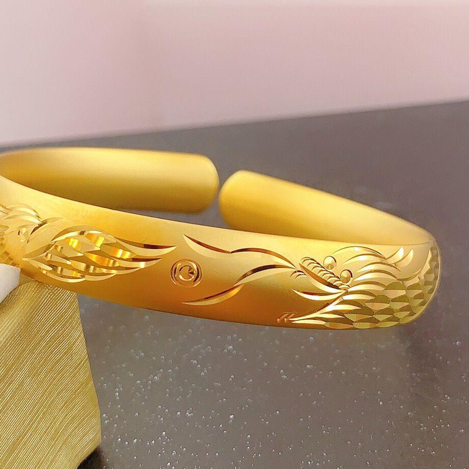 Вьетнамский латунный браслет с золотым покрытием с дизайном Дракона и Феникса