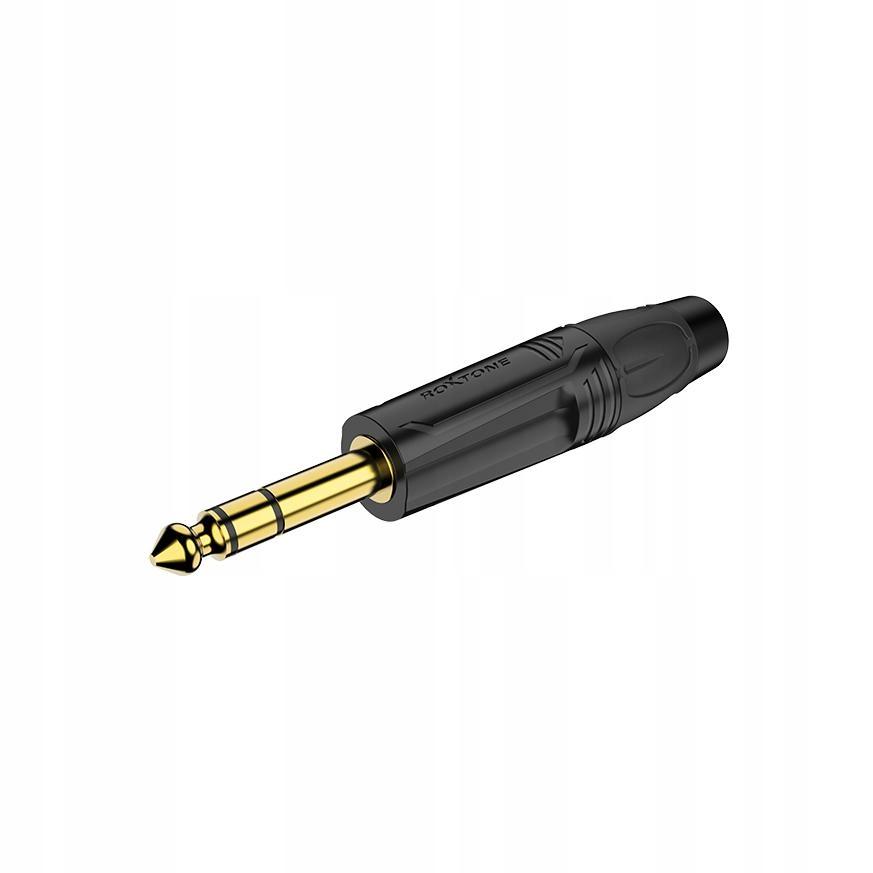 Roxtone RJ3P-BG 6.3mm stereo plug, black electrophoretic coating, gold plated