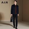 Antonio Men's Silk & Cashmere Wool Blend Stand Collar Business Jacket