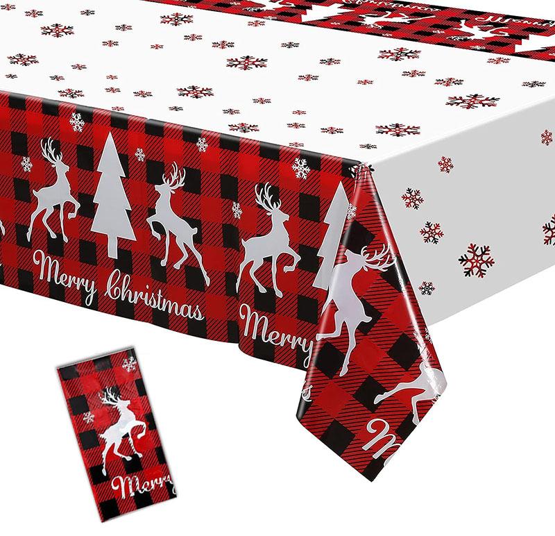 Рождественская одноразовая пластиковая скатерть с рисунком уродливого свитера с изображением пряничного человечка и оленя, водонепроницаемая, маслянистая, для вечеринки
