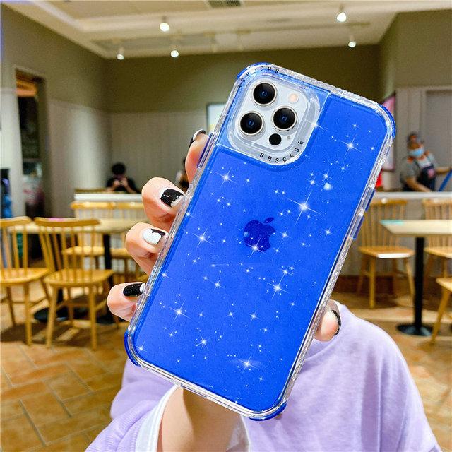 Блестящий прозрачный противоударный чехол-бампер для телефона Iphone 12 11 13 Pro Max Xr X Xs Max 7 8 Plus 12 11 Pro 13, жесткая задняя крышка