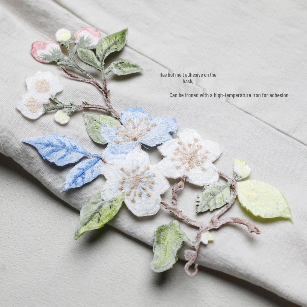 Colorful Small Floral Embroidered Patch, Chinese Style, Iron-On DIY Clothing Decoration