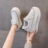 New Little White Shoes Women's Inner Height Increase Leather Versatile and Comfortable Lace-up-free Thick-soled Small-size Women's Shoes