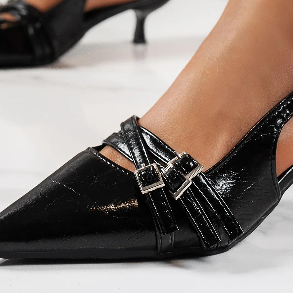 2025 Новые Летние Женские Туфли Лакированная Кожа Слипоны Остроносые Сандалии С Пряжкой Слингбэки Каблуки Лодочки Sandalias