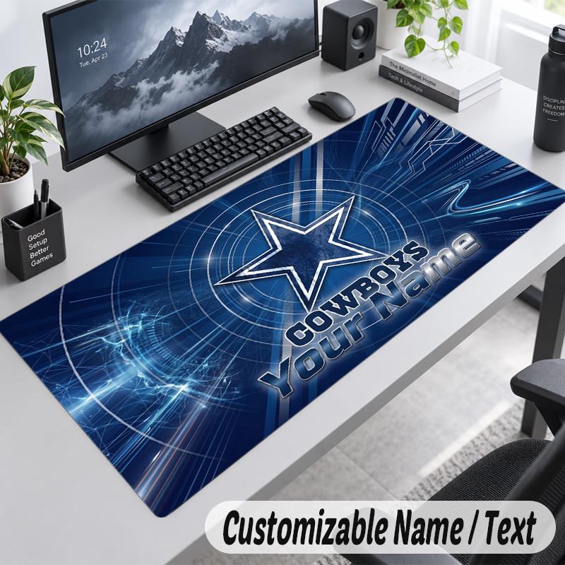 Custom Name Text Mouse Pad Dallas Cowboys Personalized Desk Pad For Work And Gaming
