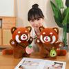 Red Panda Simulation Standing Squat Satchel Fruit Vegetable Series Soft Cartoon Animals Plush Pillow Children Xmas Gifts Anime
