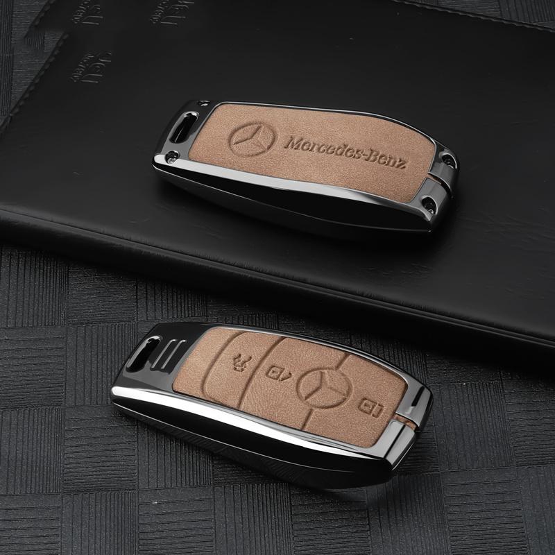 FIQ4 2025 New Suede Car Remote Key Case Fob Cover Shell For Mercedes Benz A C E S G Class GLC CLE CLA GLB GLS W177 W205 W213 W222 X16