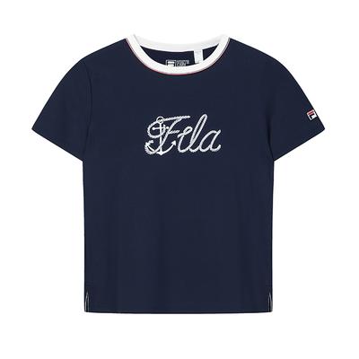 Fila Мода с наследием Простая Классическая Ретро Спортивная Повседневная Универсальная Цветные Блоки Воротник Удобная Вязаная Футболка с Коротким Рукавом F11W628109FDB