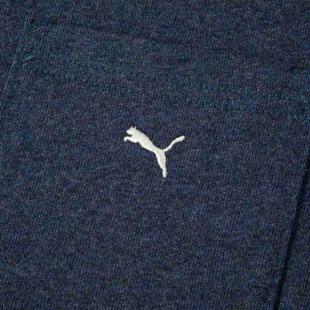 Puma Футболка унисекс, однотонная, свободного кроя, с карманом сбоку, круглым вырезом и длинными рукавами, темно-синего цвета 623126-16