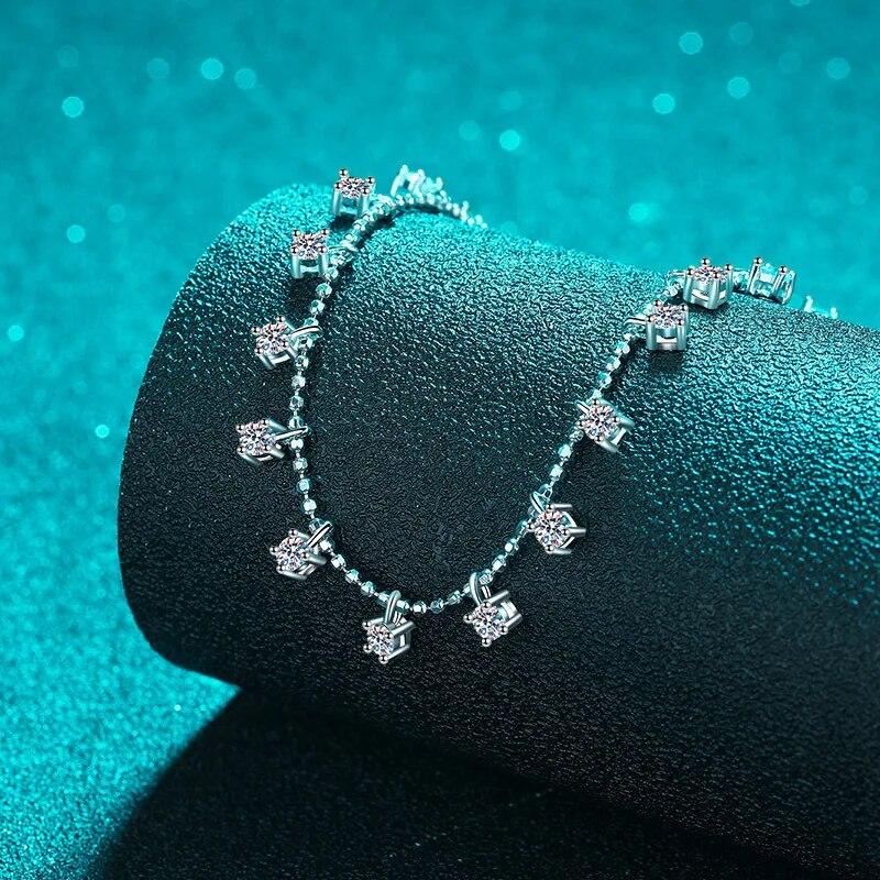 D цвет 3/9ct полное ожерелье из муассанита для женщин сверкающий кулон свадебное серебро 925 пробы ювелирные изделия 45 см ожерелье круглой огранки