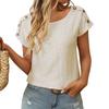 Женская модная свободная однотонная футболка с круглым вырезом и короткими рукавами на пуговицах