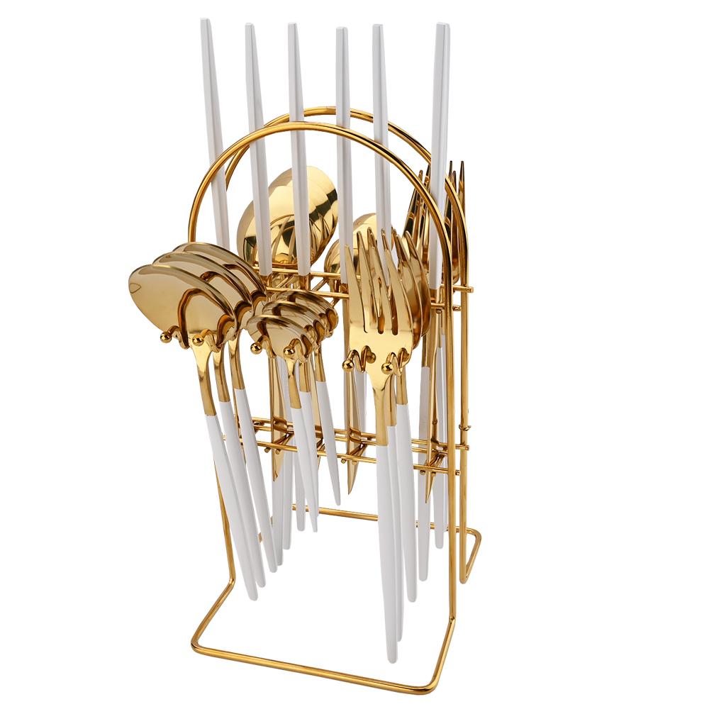 24 шт., набор столовой посуды из черного золота, набор столовых приборов из нержавеющей стали, кухонная вилка, нож, ложка, набор столовых приборов, набор столовых приборов, столовые приборы, подставка для столовых приборов