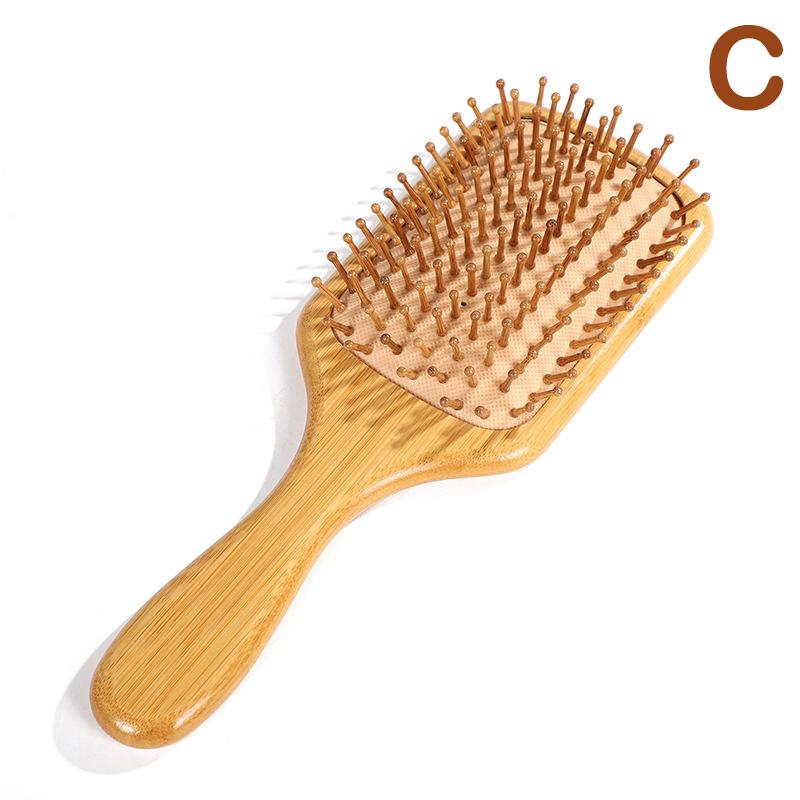 Бамбуковая деревянная щетка для волос Массажная расческа Массажер для кожи головы для роста волос Антистатическая выпрямляющая щетка Мягкая щетка для бороды для детей