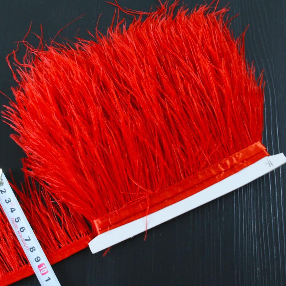 1 Meter Ribbon Tassel Natural Ostrich Feathers Sewing Decoration Fluffy Texture Feather Plumes Ribbon Selvage Apparel Fabric