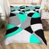 Round Geometric Bedding Set Green Gray Black Abstract Art Bedspread Comfortable Three-Piece Set