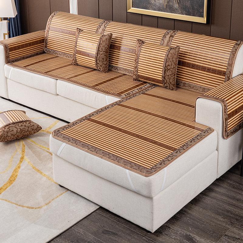 Летний бамбуковый коврик, диванная подушка, коврик, летний противоскользящий чехол для дивана, простой чехол для подушки сиденья в гостиной, утолщенное тканевое полотенце