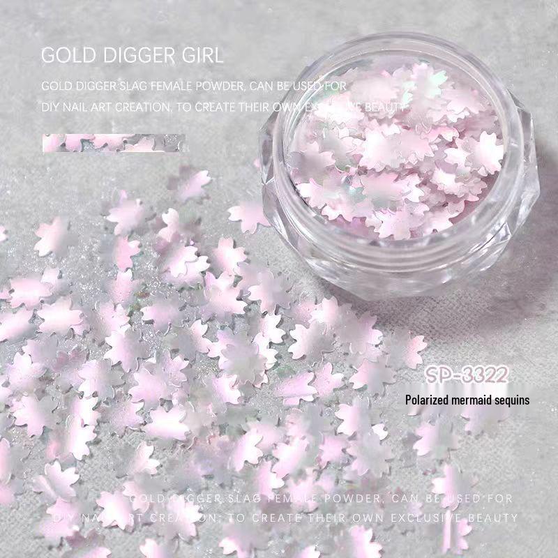 Радужный дизайн ногтей «Русалка»: Мелкие и крупные блестки-пайетки (Бабочка и звезда)