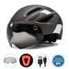 Cross-border Adult Sports Cycling Helmet Magnetic Goggles Outdoor Road Bike Cycling Helmet with Tail Light