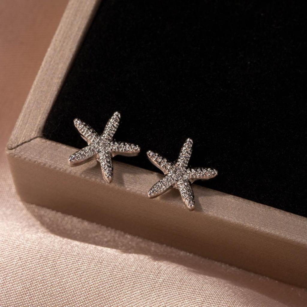 Minimalist Starfish Earrings: Trendy European & American Design with Exaggerated Street Style for Women.