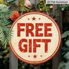 2D Flat, 1pc Large 30*30cm Round "FREE GIFT" Vintage Aluminium Sign, Retro Store Decor, Interesting Decoration of Studios, Warehouses, and Garages