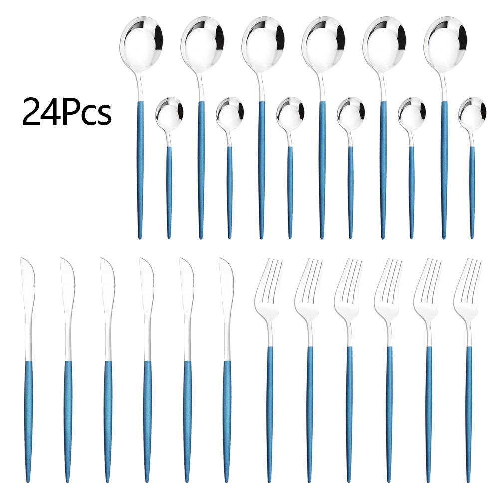 24 шт. серебряный набор столовых приборов, посуда из нержавеющей стали в западном стиле, обеденный нож, вилка, кофейная ложка, столовые приборы, кухонная посуда, столовое серебро