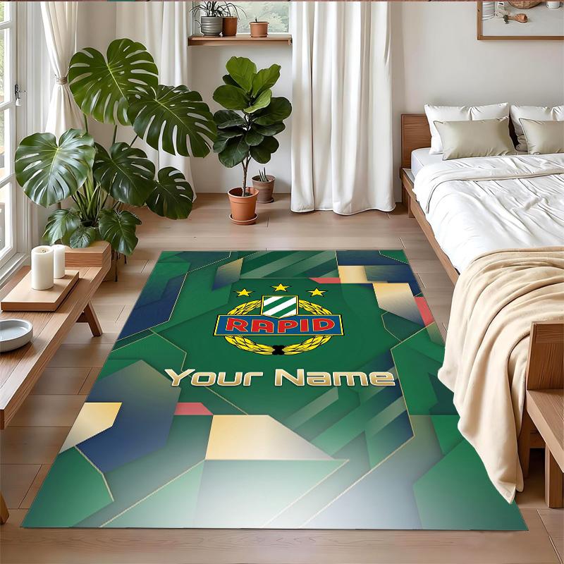 Crystal Velvet Rug Custom Name Text, Soft Non Slip Floor Mat Home DecorRapid Wien FC