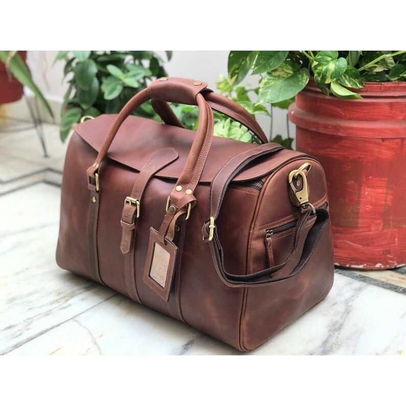 Средне-коричневая кожаная сумка Hunter Weekender Женские сумки и кошельки Мужская ночная сумка для пожилых людей, новогодняя распродажа