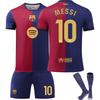 Подростки Дети Взрослые Индивидуальное Имя Футбольные Комплекты 24/25 Домашние Барса №10 МЕССИ Спортивный Тренировочный Комплект Джерси с Носками