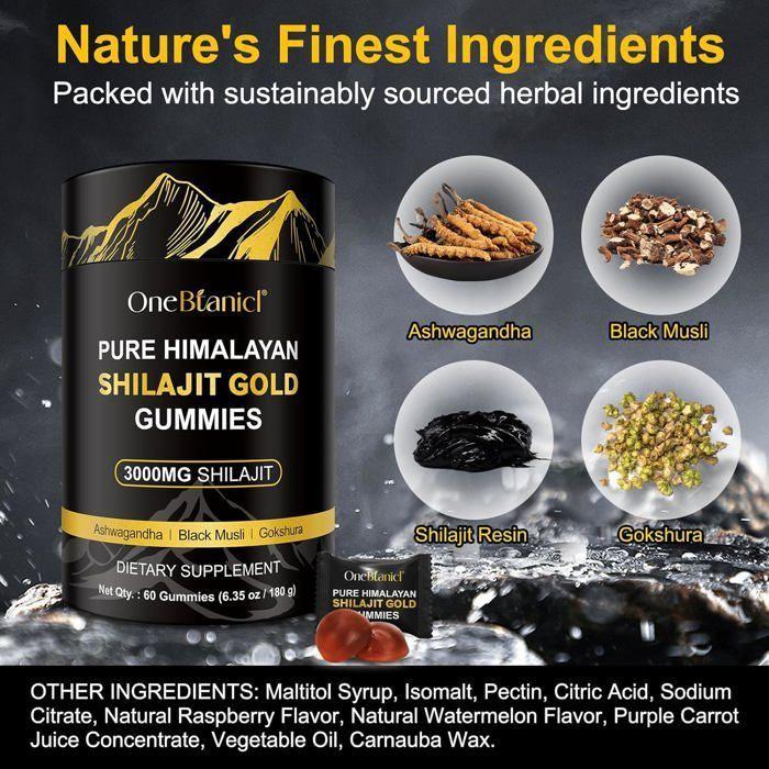 Жевательные конфеты с гималайским шиладжитом 3000 мг – Биологически активная добавка с ашвагандой, гокшурой и; Черный Мусли – 60 жевательных конфет