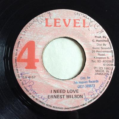 7-дюймовая пластинка ERNEST WILSON - I Need Love NONE Уровень 4 1992 Ямайка Регги, Ска и Даб Б/У